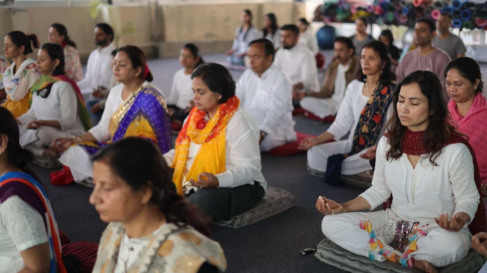 Group meditation session during a retreat